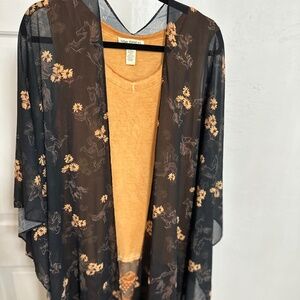 Set of Fringe Ruana & matching embroidered tank  NWOT